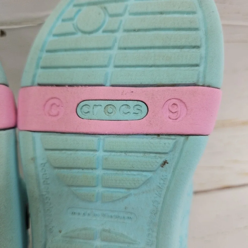 Crocs Disney Frozen Elsa Sandals Girls Size C9 Blue Pink Sandals Shoes‎